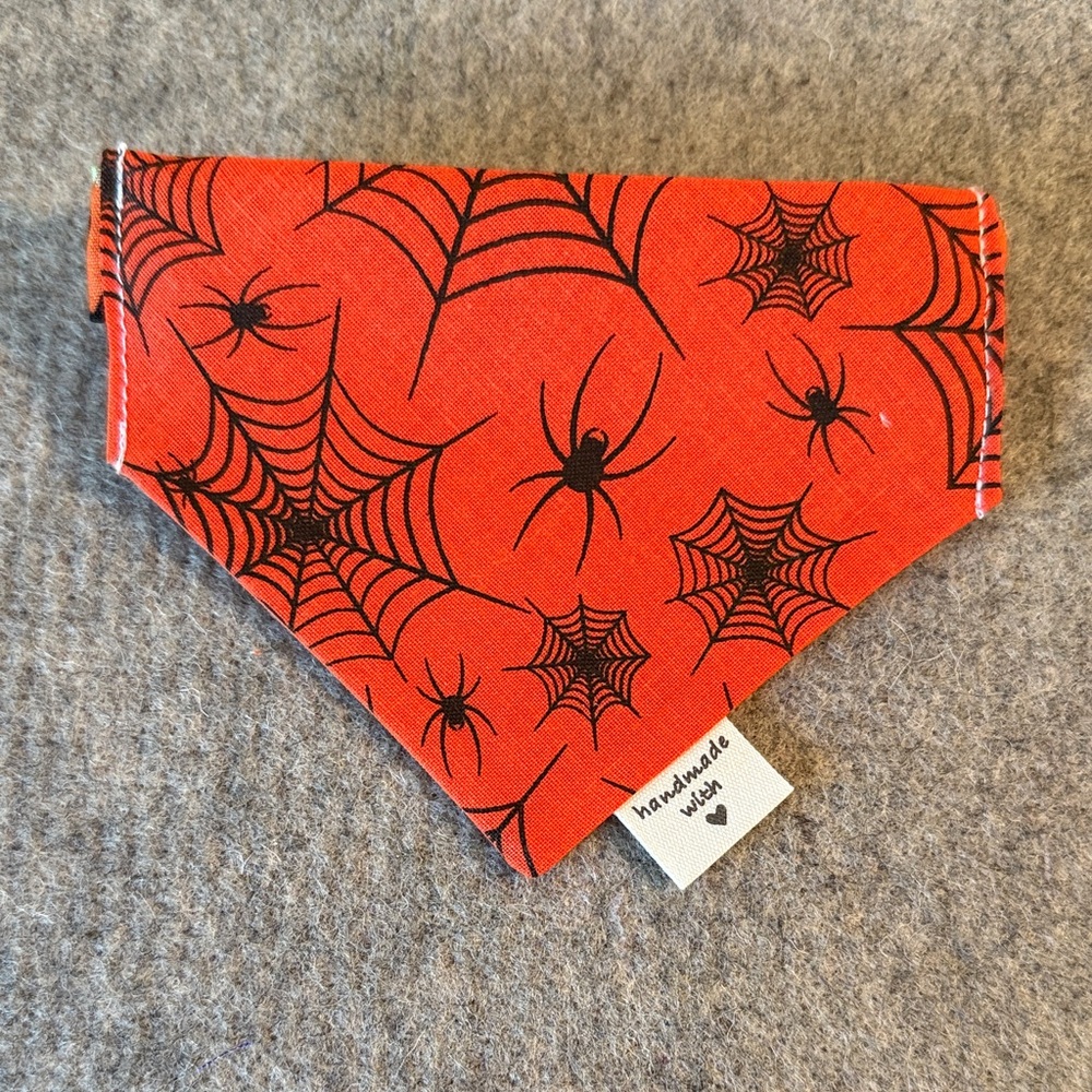 Orange Spider Web Scrunchie Dog Bandana
